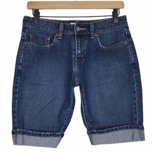 LEVI’S Jean Shorts 515 Denim Cuffed Bermuda Distressed Stretch Mid Rise Size 8